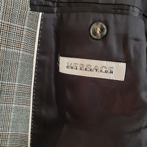 VERSACE Collection Gray/Brown Jacket Blazer Coat